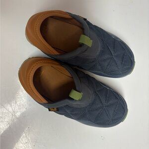 Teva Gray and Brown Quilted Slippers Slip-On